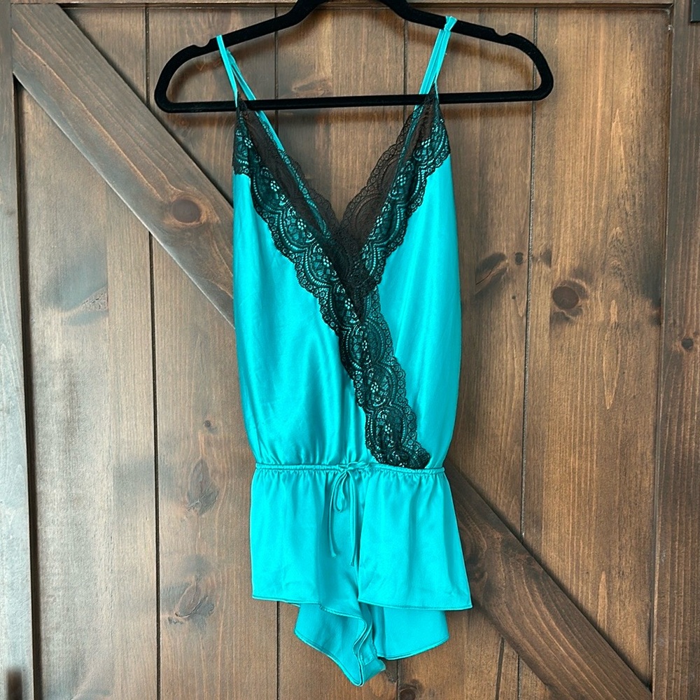 Victoria Secret Small silk teddy lingerie TWO aqua and pink - Picture 8 of 12